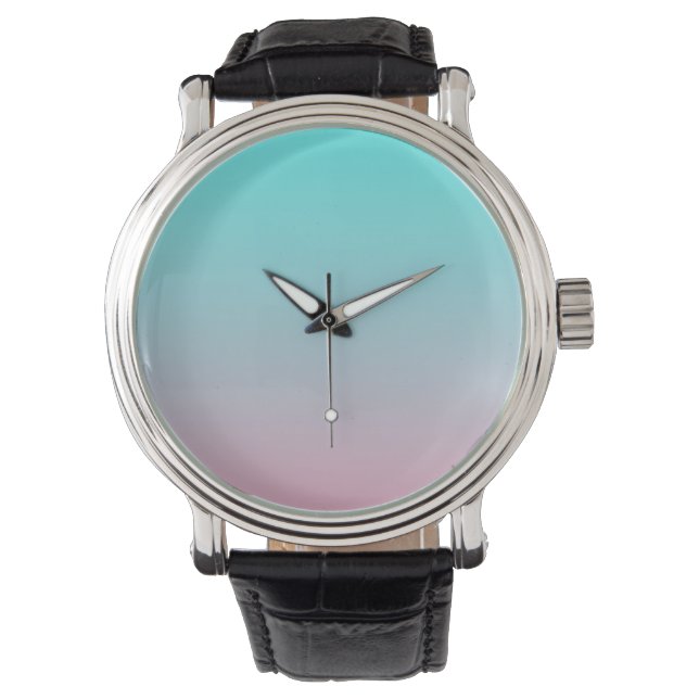 Teal to Pink Simple Gradient Blended Background Watch (Front)