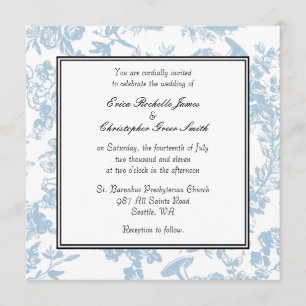 Teal Toile Wedding Invitation