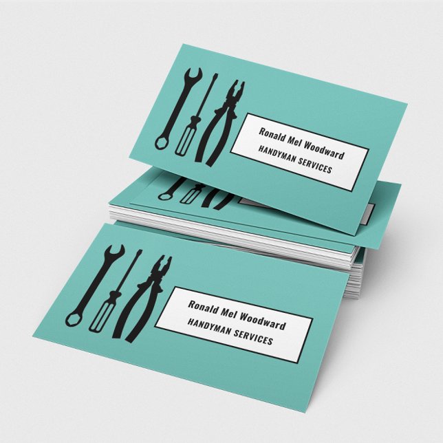 Teal Tool Handyman Services Business Card (Creator Uploaded)