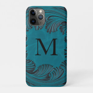 Teal Tooled Faux Leather Western Floral Decor Case-Mate iPhone Case