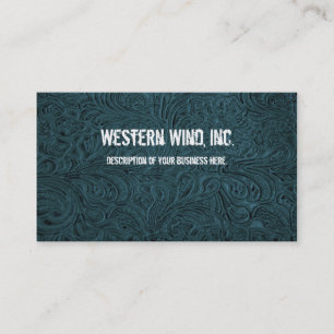 Teal Tooled Leather Business Card