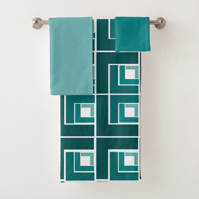 Teal Topsy Turvy  Bath Towel Set (Insitu)