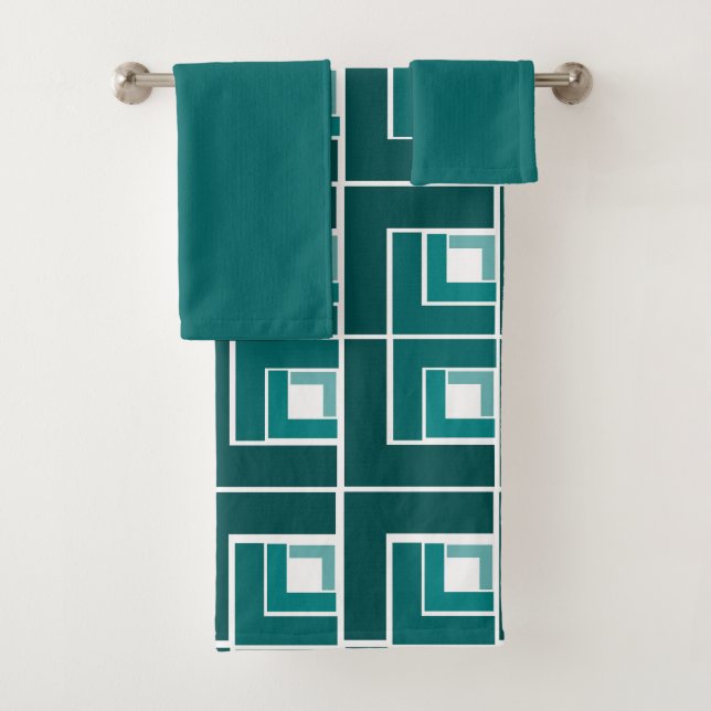 Teal Topsy Turvy  Bath Towel Set (Insitu)