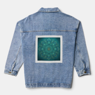 Teal Tranquillity Mandala – Boho Spiritual Art  Denim Jacket