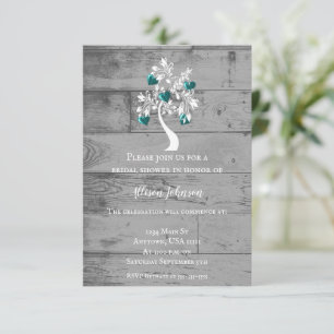 Teal Tree of Hearts Bridal Shower Invite