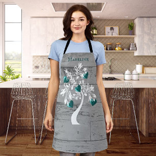 Teal Tree of Hearts Personalised Apron