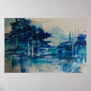 Teal Trees Stretched Canvas Print