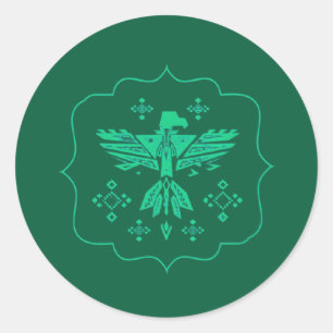 Teal tribal Eagle  Classic Round Sticker