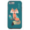 Teal Tribal Fox with Feather