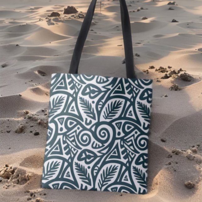 Teal Tribal Inspired Abstract Pattern Tote Bag (Creator Uploaded)