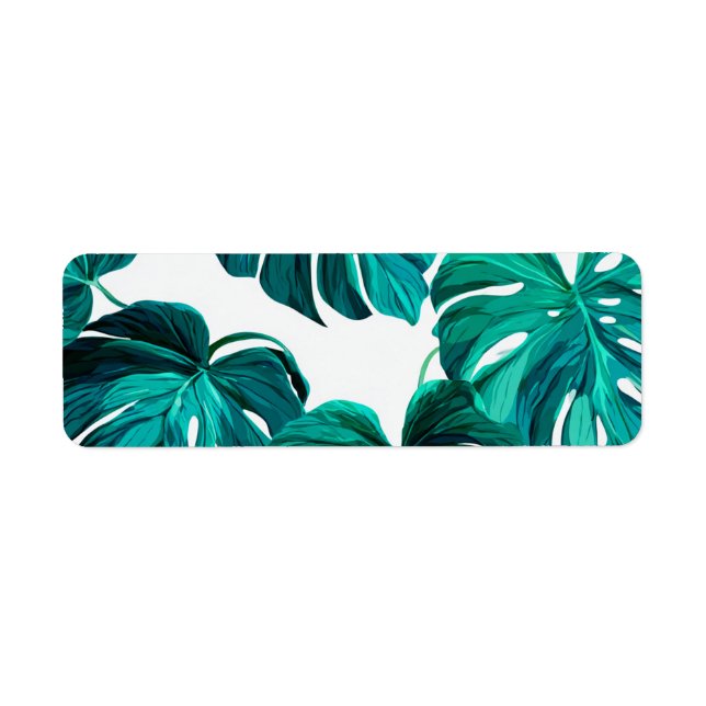 Teal Tropical Monstera Leaf Seamless Pattern Art (Front)