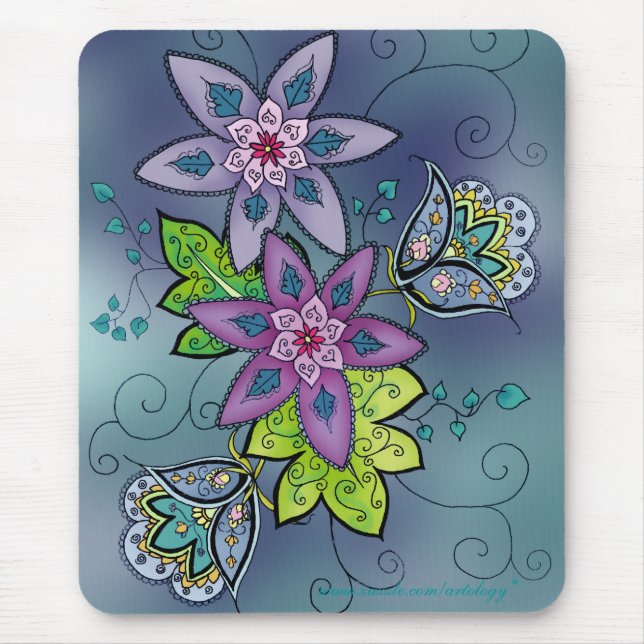 Teal Tulips Mousepad (Front)
