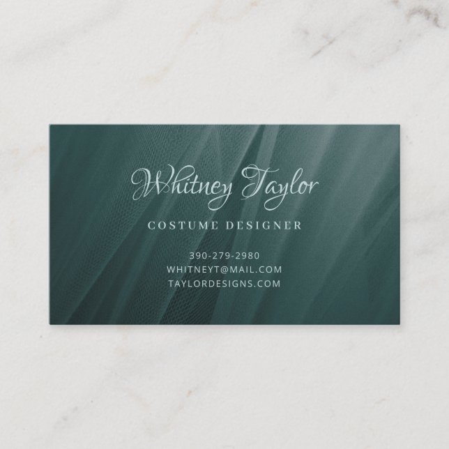 Teal Tulle Texture Business Card (Front)