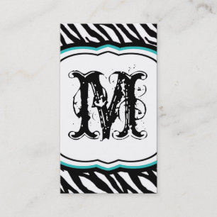 Teal Tuquo White Zebra Print Pattern Business Card