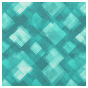 Teal & Turquoise Abstract Squares Fabric