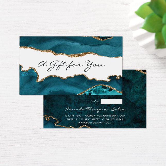 Teal - Turquoise and Gold Agate Gift Certificate (Desk)