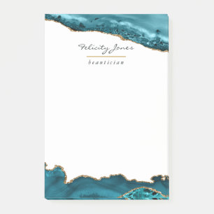 Teal - Turquoise and Gold Geode Agate Corporate Post-it Notes