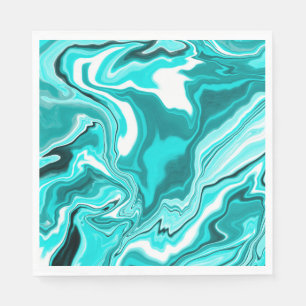 Teal, Turquoise and White Marble   Napkin