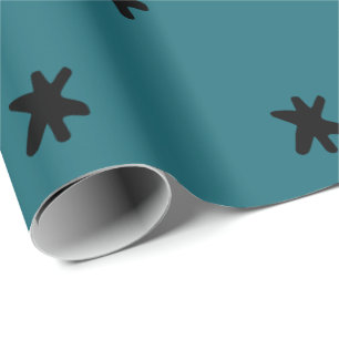 Teal Turquoise Blue Green Modern and Black Pattern Wrapping Paper
