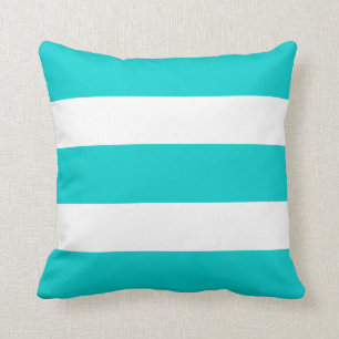 Teal Turquoise Blue Striped Beach Summer Outdoors  Cushion