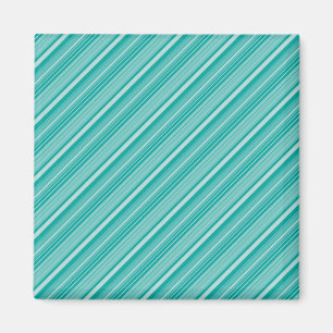 Teal Turquoise Diagonal Striped Pattern Gifts Magnet