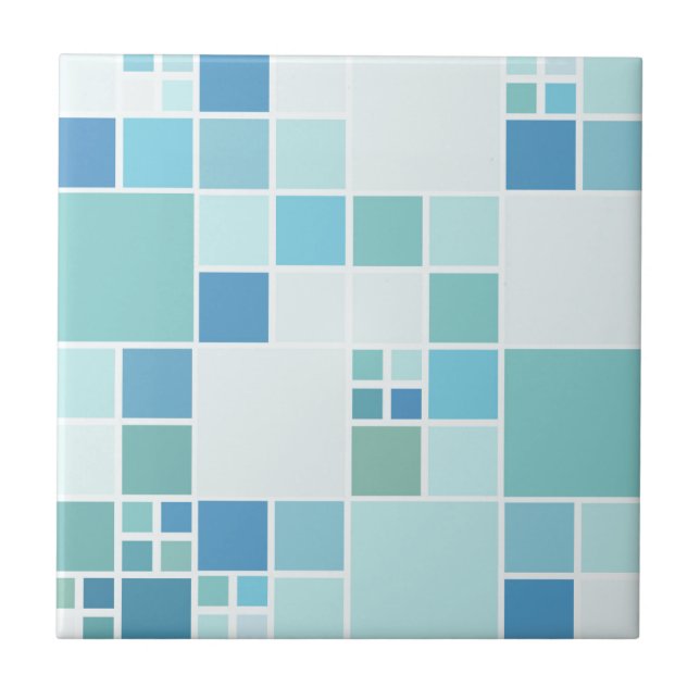 Teal Turquoise Geometric Pattern Bathroom Tile (Front)