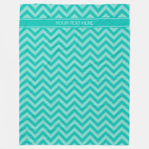 Teal Turquoise LG Chevron Teal Name Monogram Fleece Blanket