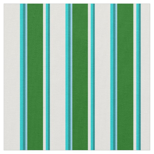 Teal, Turquoise, Light Cyan, Dark Green & Sky Blue Fabric (Close Up)