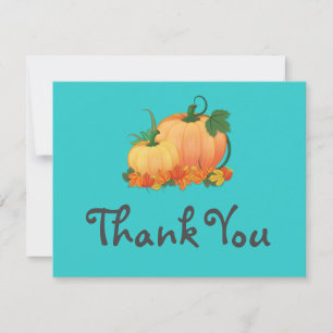 Teal Turquoise Little Pumpkin Thank you card