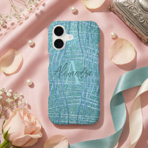 Teal Turquoise Metallic Glitter Modern Glam Luxury