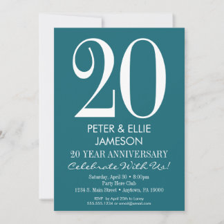 Teal Turquoise Modern Anniversary Invitations