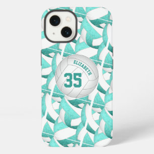 teal turquoise personalised girls volleyball iPhone 13 case