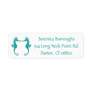 Teal Turquoise Seahorses Love Wedding Party