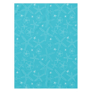 Teal / Turquoise Starfish & Sand Dollar Tablecloth