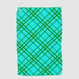Teal Turquoise Tartan Plaid Pattern Design  Golf Towel