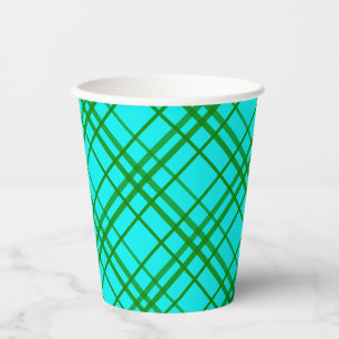 Teal Turquoise Tartan Plaid Pattern Design Paper Cups