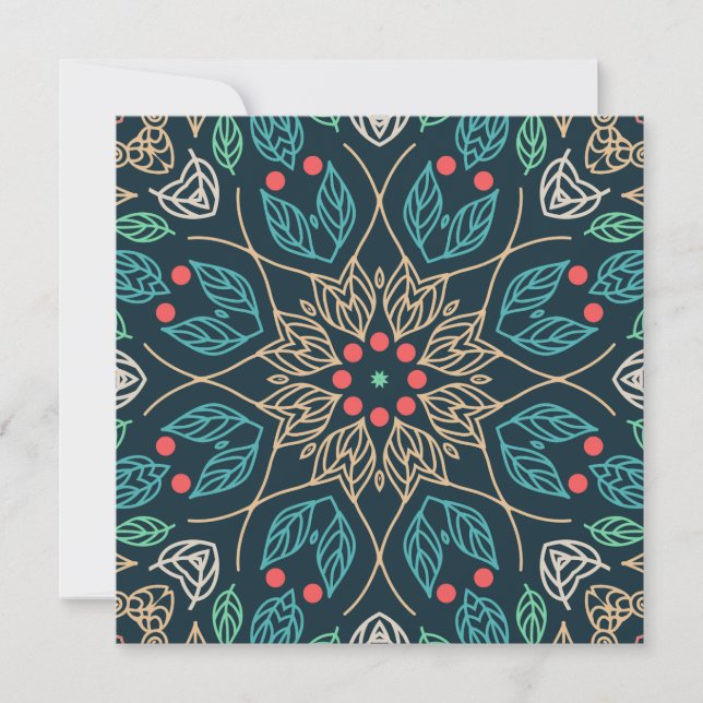 Teal Turquoise Teal Fern Designer Square Note Card (Front)