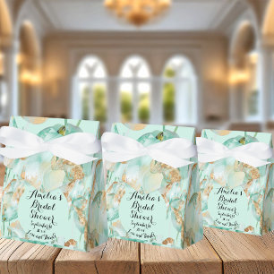 Teal Turquoise Tulips Gold Glitter Bridal Shower Favour Box