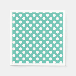 Teal Turquoise & White Polka Dots Birthday Party Napkin