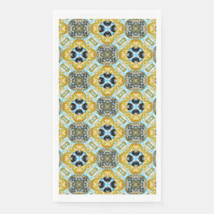 Teal, Turquoise, Yellow, & Grey Gemstones Pattern Napkin