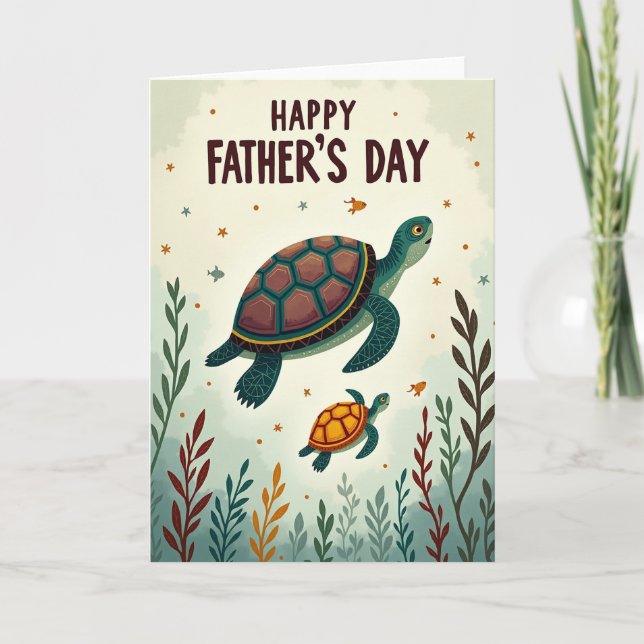 Teal Turtle Fathers Day Card (Front)
