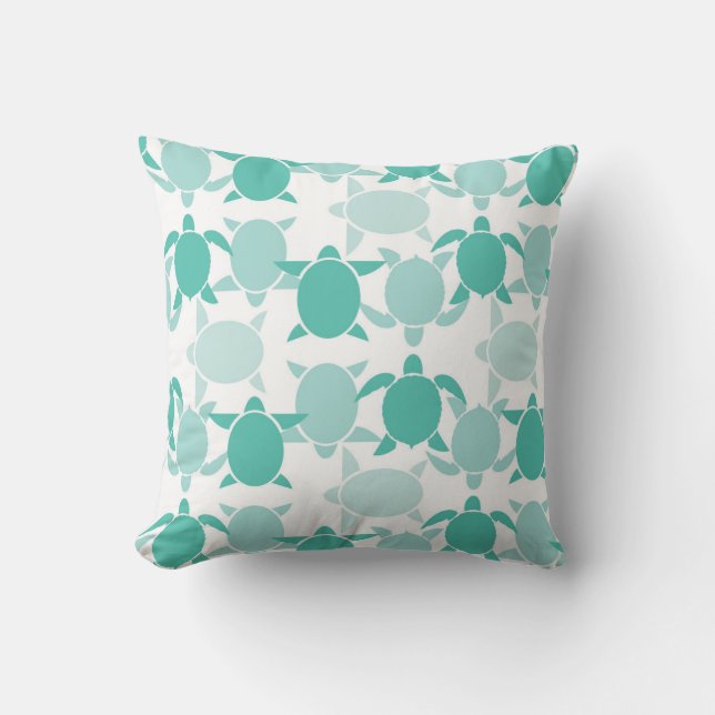 Teal Turtle Pattern Cushion (Front)