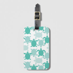 Teal Turtle Pattern Luggage Tag