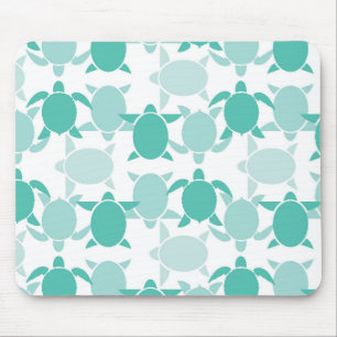 Teal Turtle Pattern Mouse Pad