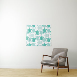 Teal Turtle Pattern Tapestry