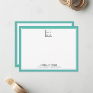Teal Two Border Business Logo Company Name Card