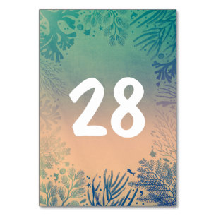 Teal Underwater Beach Wedding Table Number