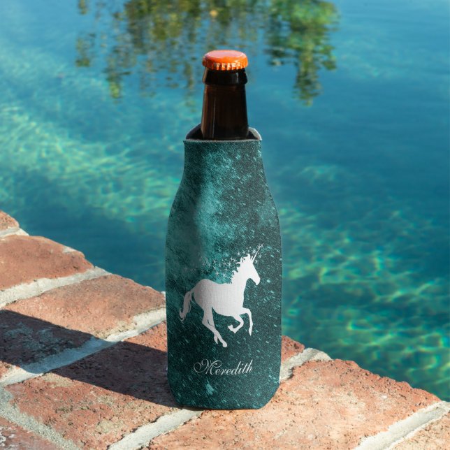Teal Unicorn Personalised Bottle Cooler (In Situ Pool)