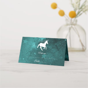 Teal Unicorn Reception Place Card