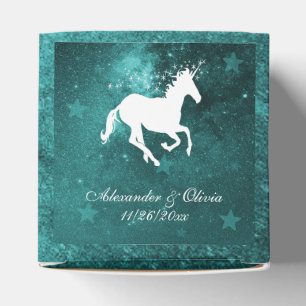 Teal Unicorn Wedding Favour Box